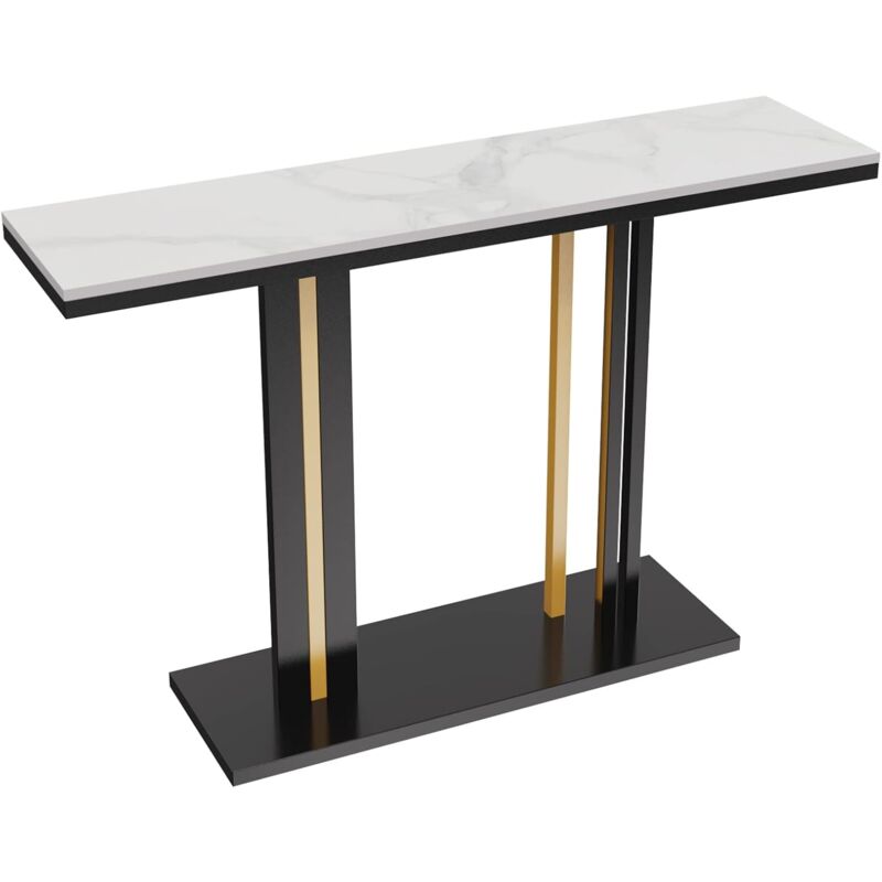 foto del prodotto fativo tavolo consolle in marmo consolle ingresso 118cm tavolo consolle stretto e lungo bianco oro nero per soggiorno