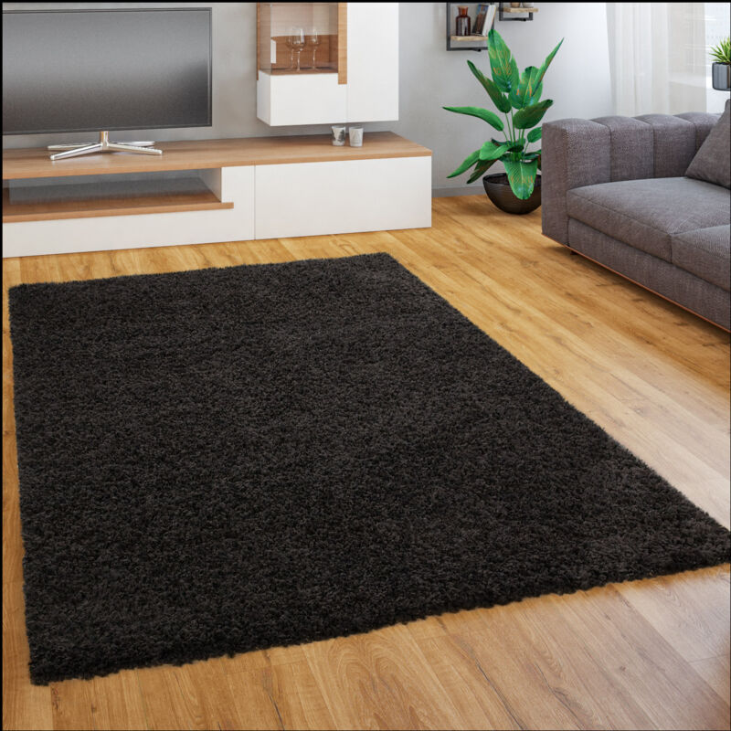 foto del prodotto paco home tappeto salotto moderno soggiorno pelo lungo peloso monocolore moderno morbido 80x150 cm, nero