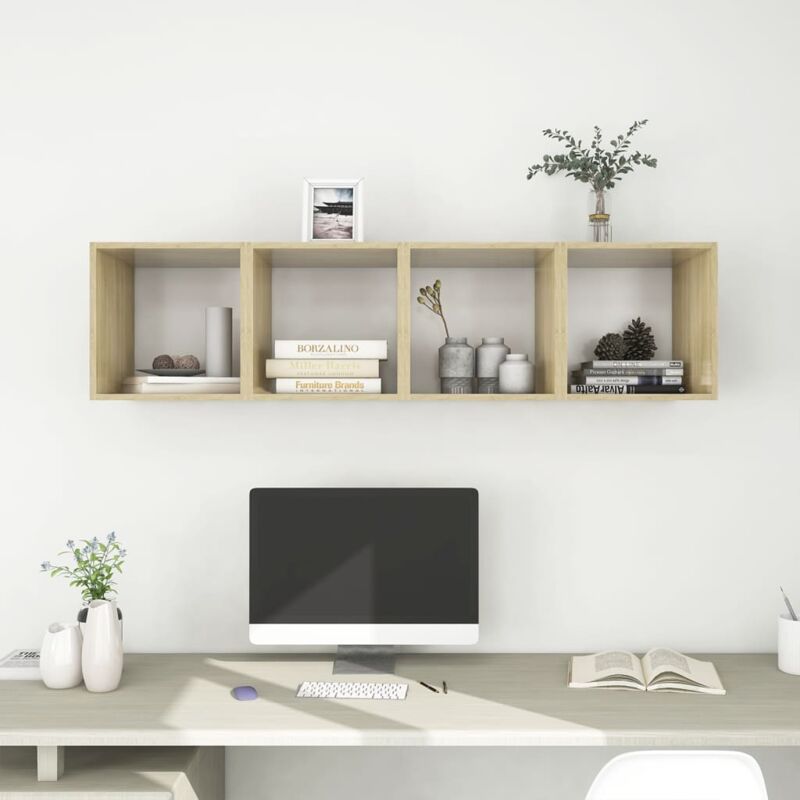 foto del prodotto furniture limited mobili a muro 4pz bianco e rovere sonoma