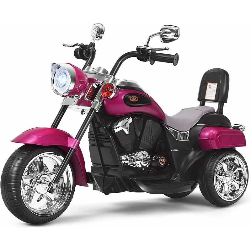 foto del prodotto 6v moto elettriche per bambini, moto cavalcabile marcia avanti e indietro, portanza di peso 30kg rosa costway