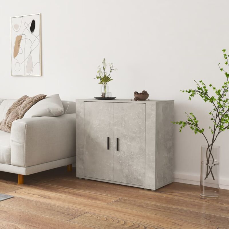 foto del prodotto credenza madia moderna buffet da cucina grigio cemento 80x33x70 cm in legno multistrato maison chic 70416