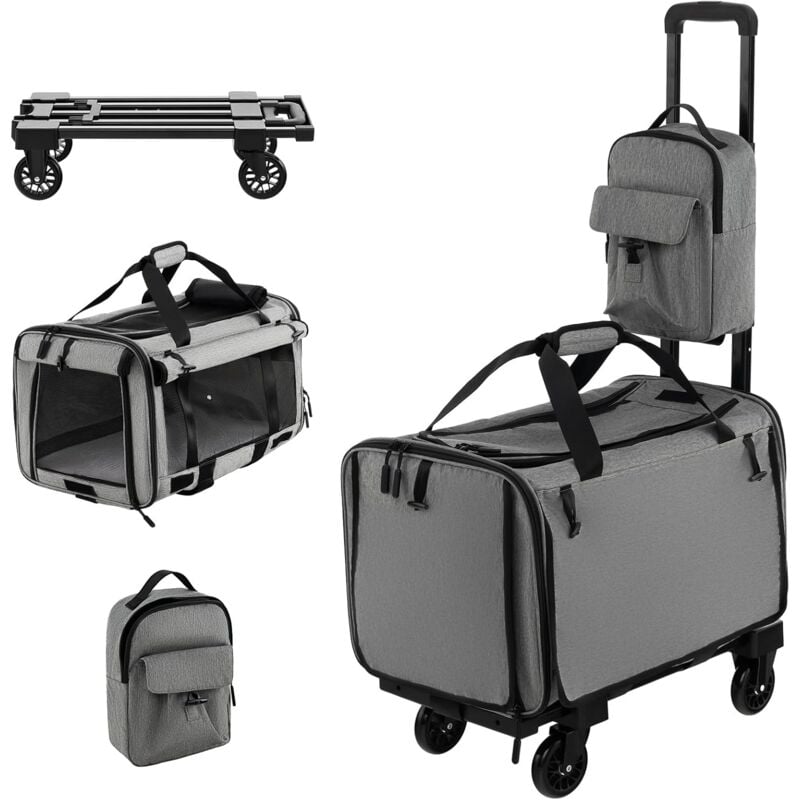 foto del prodotto costway trasportino per animali domestici con ruote, trasportino per cani con materassino a doppio utilizzo maniglia telescopica cinghia e zaino,
