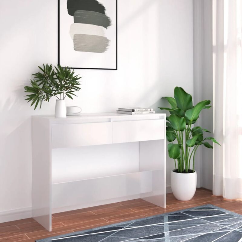 foto del prodotto consolle tavolo moderno,tavolo basso da salotto, tavolo bianco 100x35x76,5 cm in truciolato dvb85442