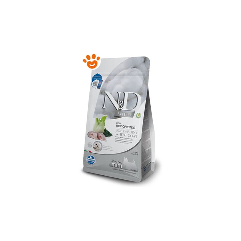 foto del prodotto dog n d white adult mini spigola dog n d white adult mini spigola sacco da 2 kg farmina
