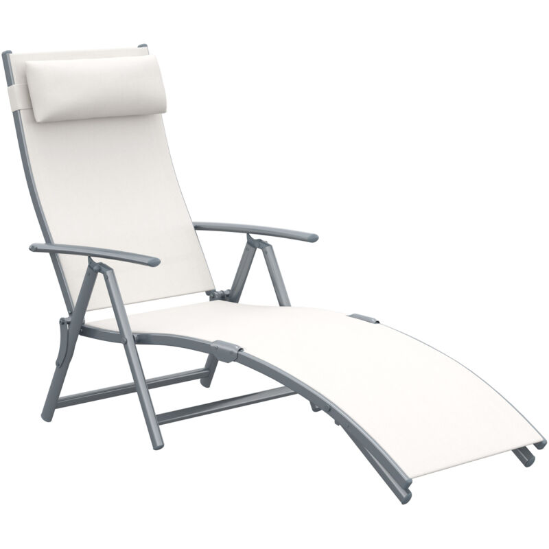 foto del prodotto outsunny sdraio da giardino pieghevole con cuscino, 137x63.5x100.5cm