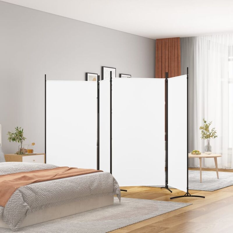 immagine 0 del prodotto paravento divisorio a 4 pannelli ,separ per interni ed esterni bianco 346x180 cm tessuto itd16732