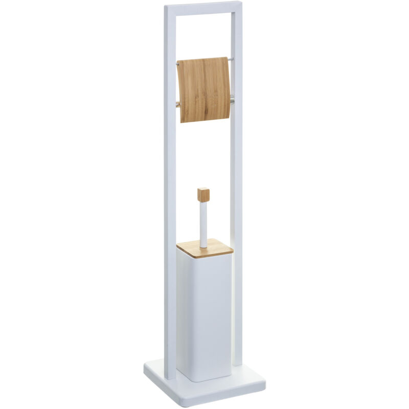 foto del prodotto well home porta carta igienica natureo con porta scopino in bianco funzionale 20x60cm