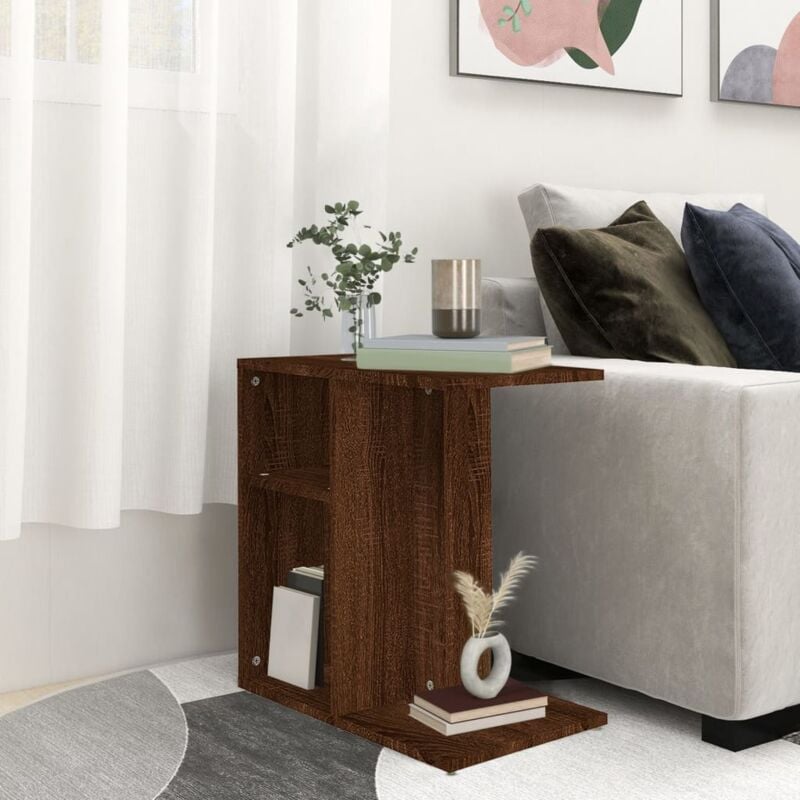 foto del prodotto tavolino basso tavolino da salotto ,tavolino da divano rovere marrone 50x30x50cm legno multistrato itd45537