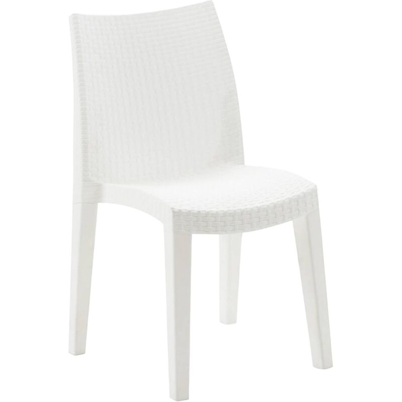 foto del prodotto sedia da esterno, seduta da giardino, sedia per tavolo da pranzo, poltrona outdoor effetto rattan, 100 made in italy, cm 48x55h86, bianco