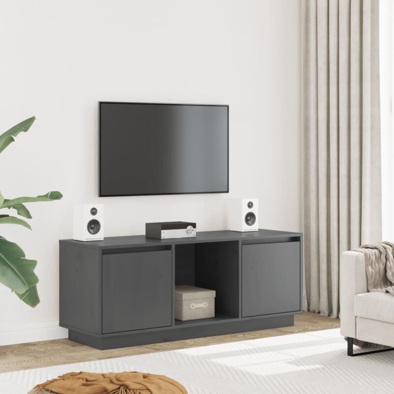 foto del prodotto mobile porta tv ,mobile da soggiorno grigio 110,5x35x44 cm in legno massello di pino itd63775