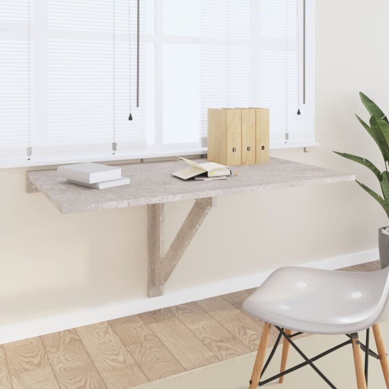 foto del prodotto tavolino,tavolino caff moderno,tavolino consolle muro pieghevole grigio cemento 100x60x56cm multistrato bn65428