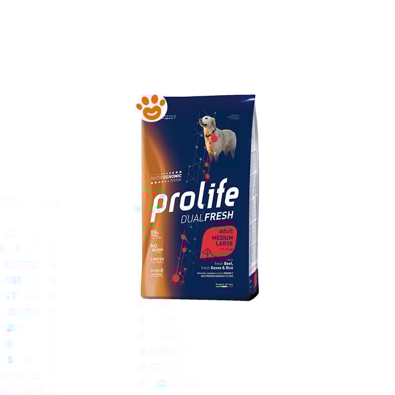 foto del prodotto prolife dog dualfresh adult medium large manzo, oca e riso dog dualfresh adult medium large manzo, oca e riso sacco da 12 kg, sacco da 12 kg