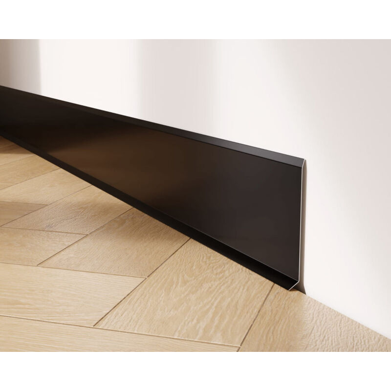 foto del prodotto battiscopa decorativo in acciaio inossidabile per parete e muro 6 cm x 270 cm nero opacizzato