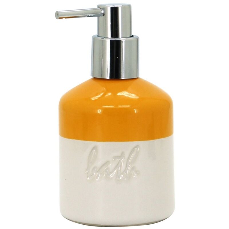 foto del prodotto dispenser in ceramica giallo bianco serie bath