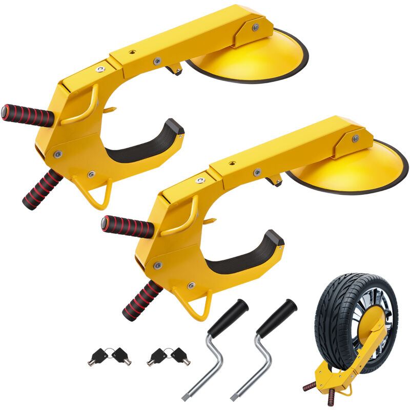 foto del prodotto mophorn vevor lucchetto universale per auto set da 2 pattini antifurto 16 38 cm blocca ruota in acciaio q235 a ventosa grande 30 cm 4 chiavi