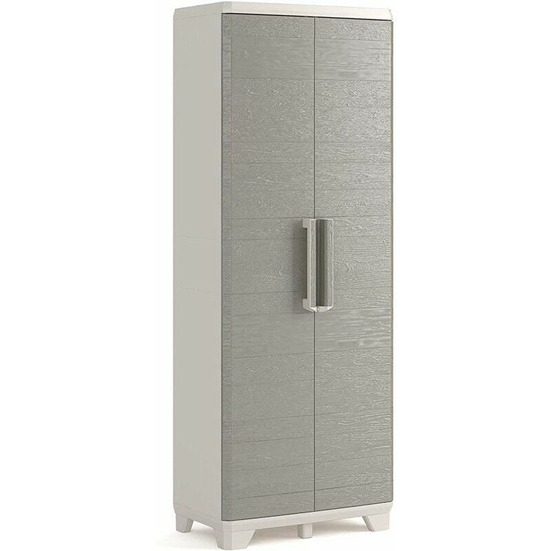foto del prodotto linear wood armadio portascope grigio porte imitazione legno 68x39x173h cm keter