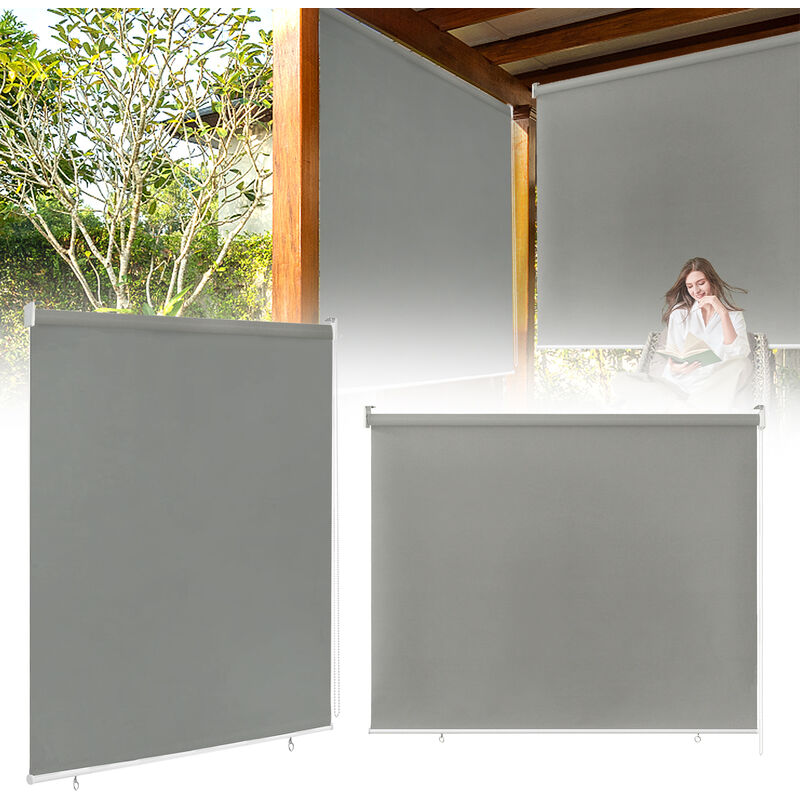 foto del prodotto hengmei tenda a rullo per esterni, tenda verticale per balconi tenda oscurante per privacy 100x240cm, grigio 
