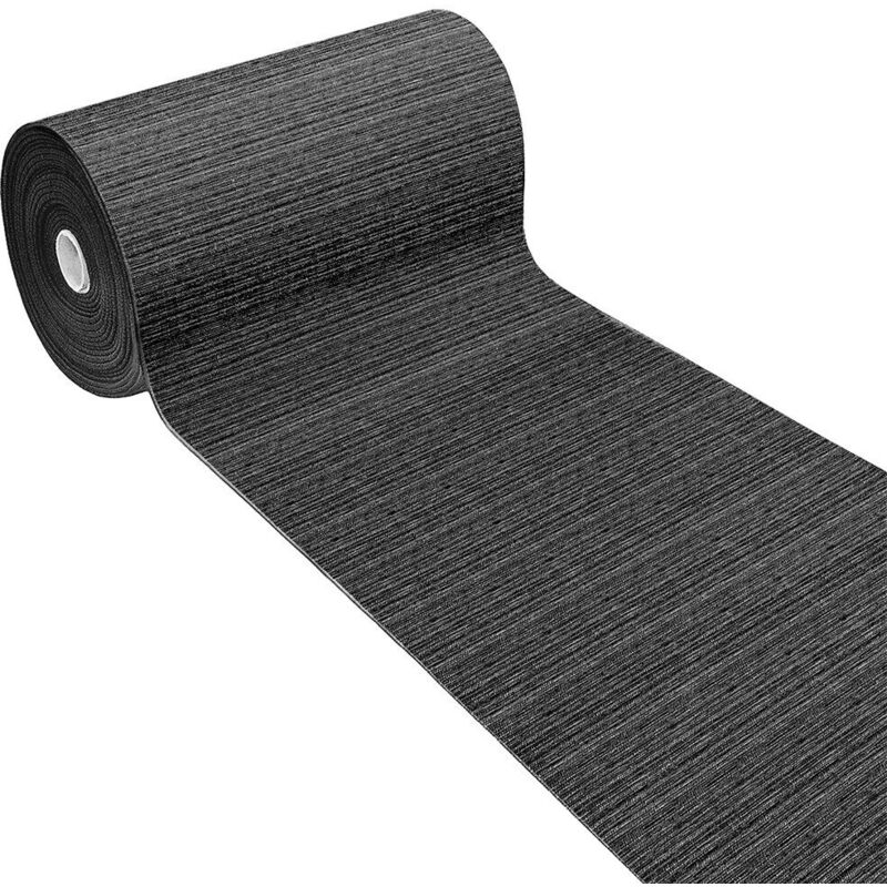 foto del prodotto tappeto cucina tinta unita striato bordato assorbente passatoia casa antiscivolo nero 54x190 cm