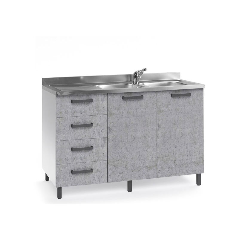 foto del prodotto sottolavello cucina montato con ante cemento 120 cm.