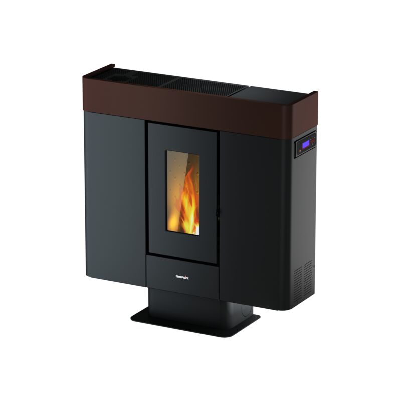 foto del prodotto freepoint stufa a pellet slim canalizzata ermetica moon moka 10 kw con wi fi