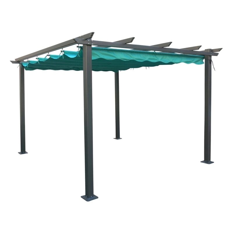 foto del prodotto eurogarden gazebo pergola da esterno daiana in acciaio verde 3x3 m