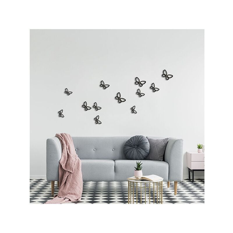 foto del prodotto decoro murale 3d black metal butterflies 