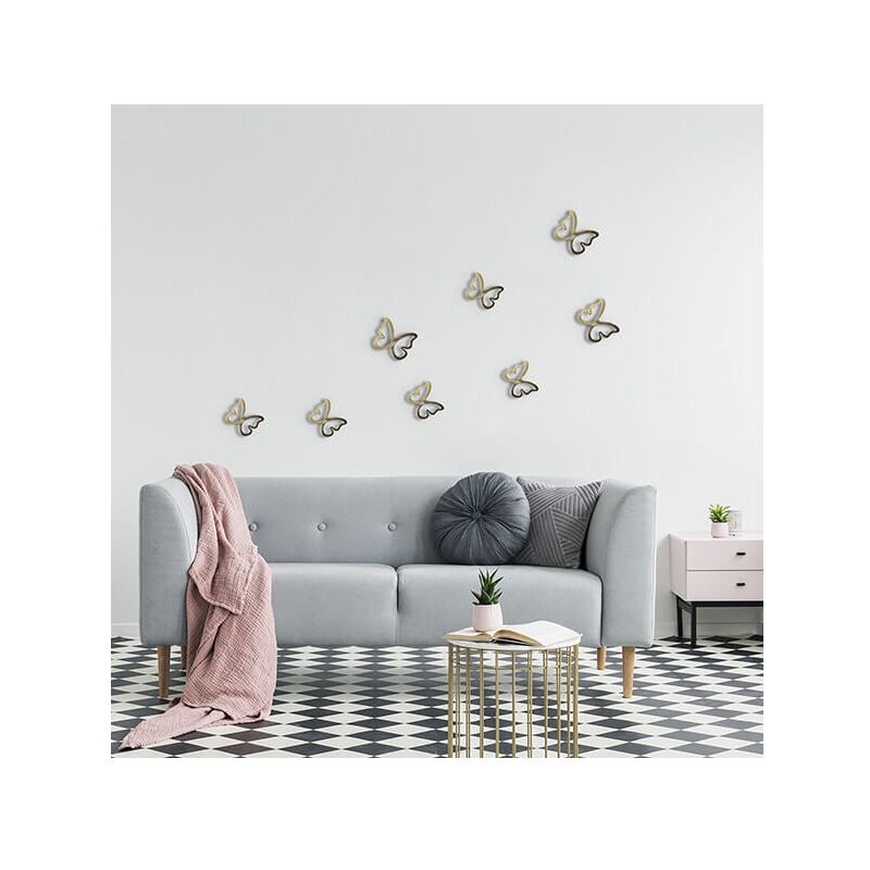 foto del prodotto decoro murale 3d gold metal butterflies 