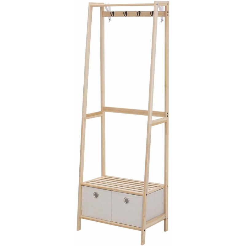 foto del prodotto appendiabiti per ingresso 58x36x168 cm in legno naturale
