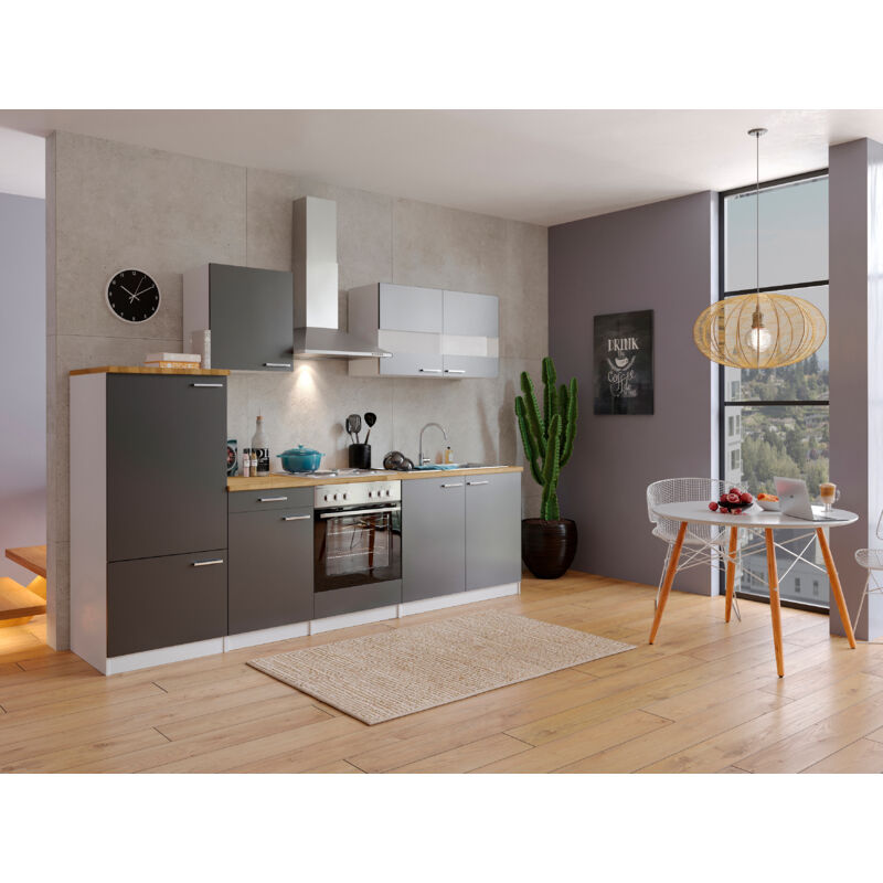 foto del prodotto cucina blocco cucina blocco cucina cucina componibile bianco grigio malia 270 cm respecta