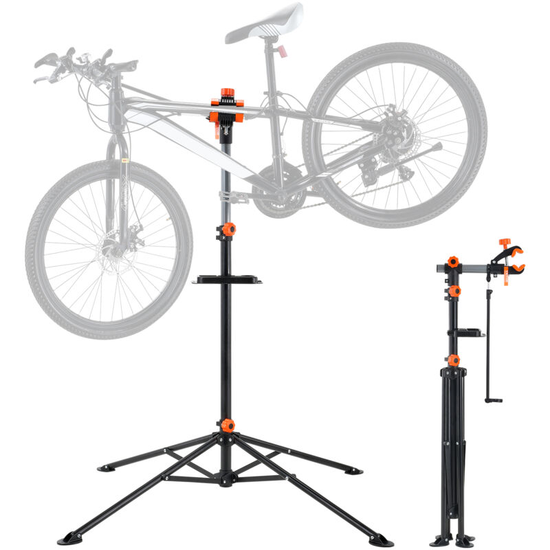 foto del prodotto cavalletto da officina pieghevole per biciclette portata max.36,3kg, cavalletto riparazione biciclette altezza regolabile, cavalletto per bicicletta