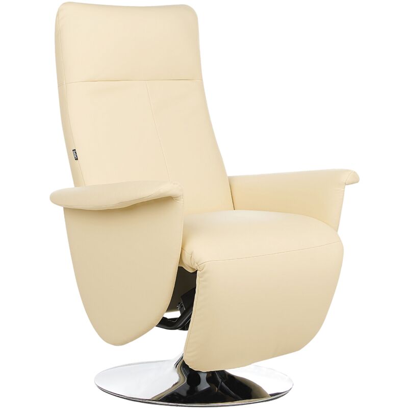 foto del prodotto beliani poltrona reclinabile in pelle sintetica beige prime