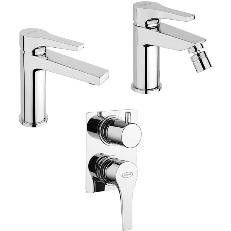 immagine 0 del prodotto set miscelatori lavabo bidet incasso doccia con deviatore jacuzzi rubinetteria moonlight ottone cromato per piletta click clack