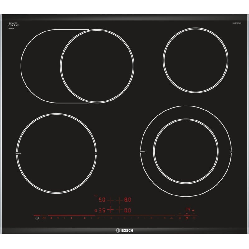 foto del prodotto bosch pkn675dp1d piano cottura elettrico 4 fornelli ceramica da incasso nero 60cm