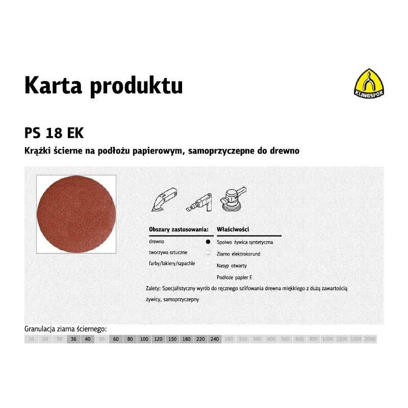 foto del prodotto klingspor kr ek cierny samoprzyczepny 125mm ps18ek gr. 80 50szt.