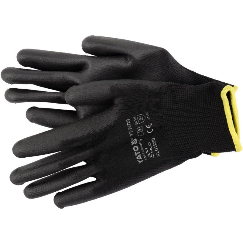 foto del prodotto yt 74729 guanto de guanti di sicurezza de fabbrica nylon nero, poliuretano 1 pezzo i yato
