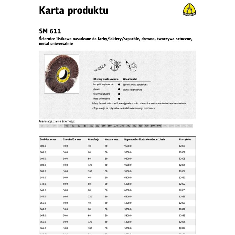 foto del prodotto ciernica listkowa nasadzana sm611 150mm x 50mm gr.150 klingspor