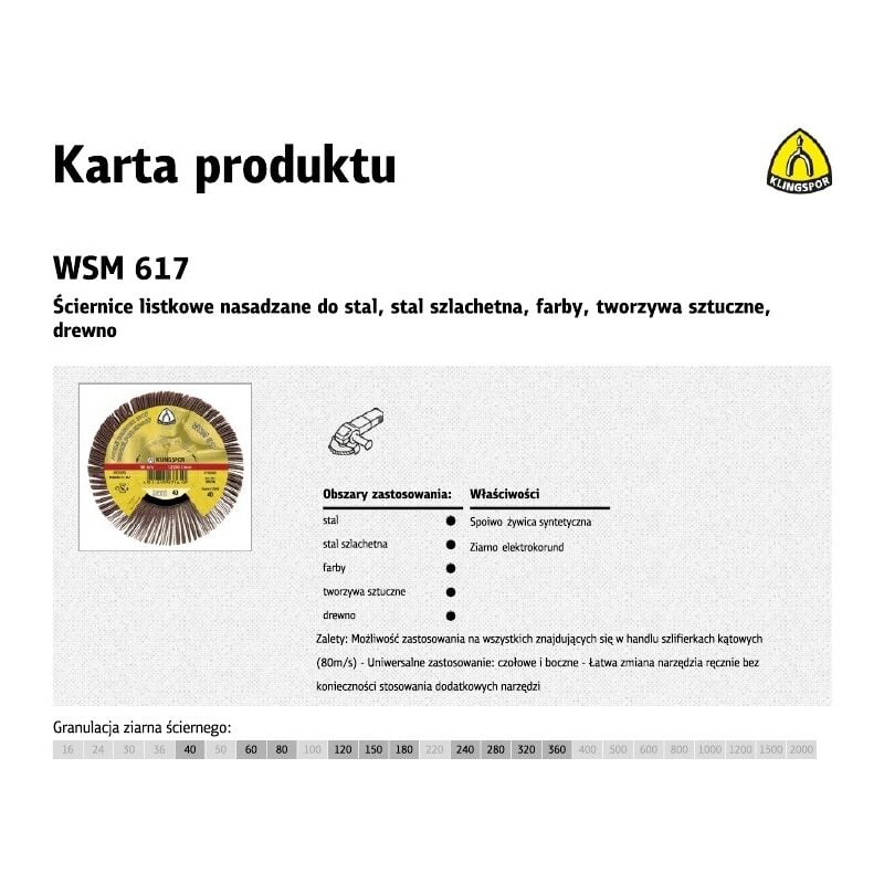 foto del prodotto ciernica listkowa nasadzana 125mm wsm615 gr.240 klingspor
