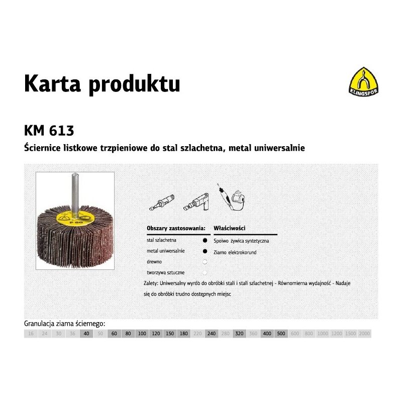 foto del prodotto klingspor ciernica listkowa trzpieniowa km613 80mm x 40mm x 6mm gr. 60