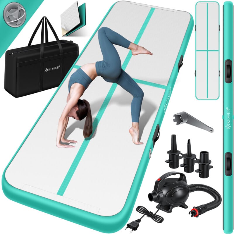 foto del prodotto kesser tappeto da ginnastica gonfiabile airtrack fitness mat 3 4 5 6m incl. borsa per il trasporto e pompa d aria elettrica tappetino da yoga