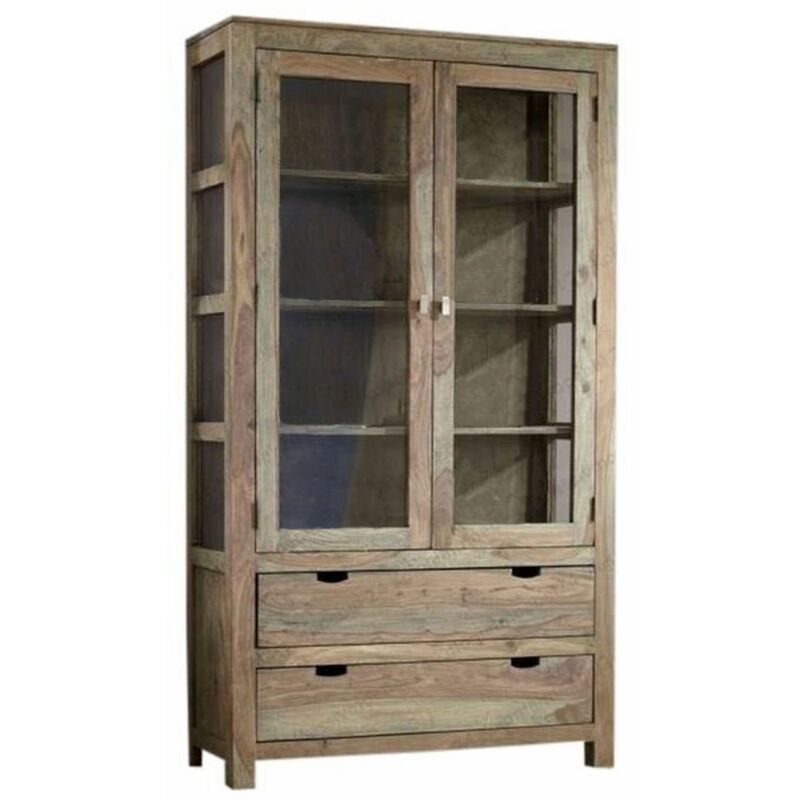 foto del prodotto massivmoebel24 vetrina in legno di sheesham palissandro 110x45x200 grigio scuro oliato nature grey 65