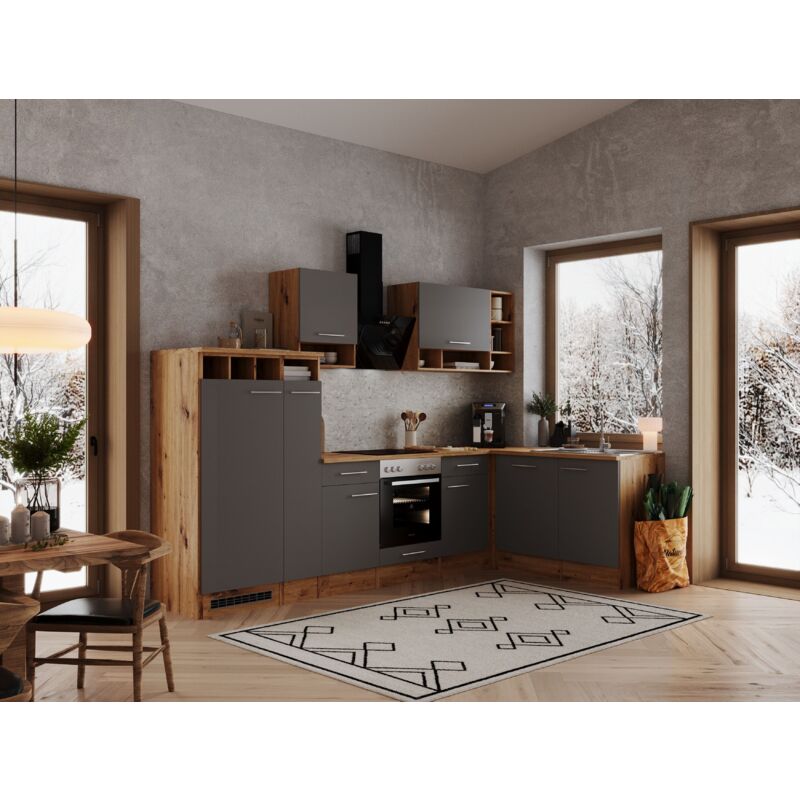 foto del prodotto cucina blocco cucina blocco cucina angolo cucina rovere grigio hilde 310x172 cm respecta