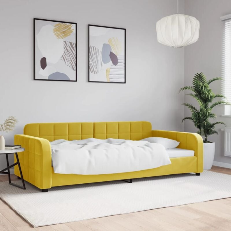 foto del prodotto vidaxl letto da giorno giallo 100x200 cm in velluto