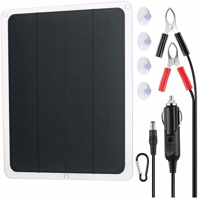 foto del prodotto kit di ricarica di mantenimento portatile impermeabile per batteria solare da 12 v per auto, moto, barca, marina, camper, motoslitta, motoslitta