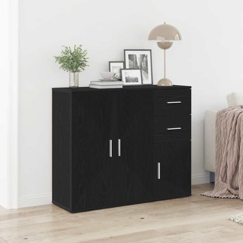 foto del prodotto vidaxl credenza rovere nero 91x29,5x75 cm in legno multistrato