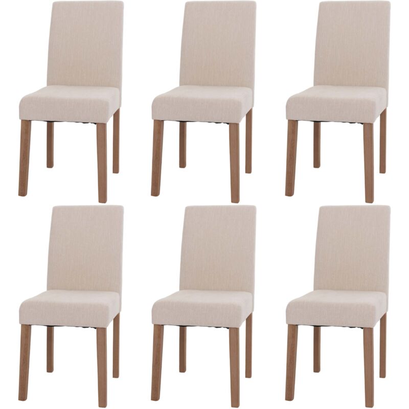 foto del prodotto set 6x sedie littau tessuto ciniglia soggiorno cucina sala da pranzo legno 90x42x50cm avorio