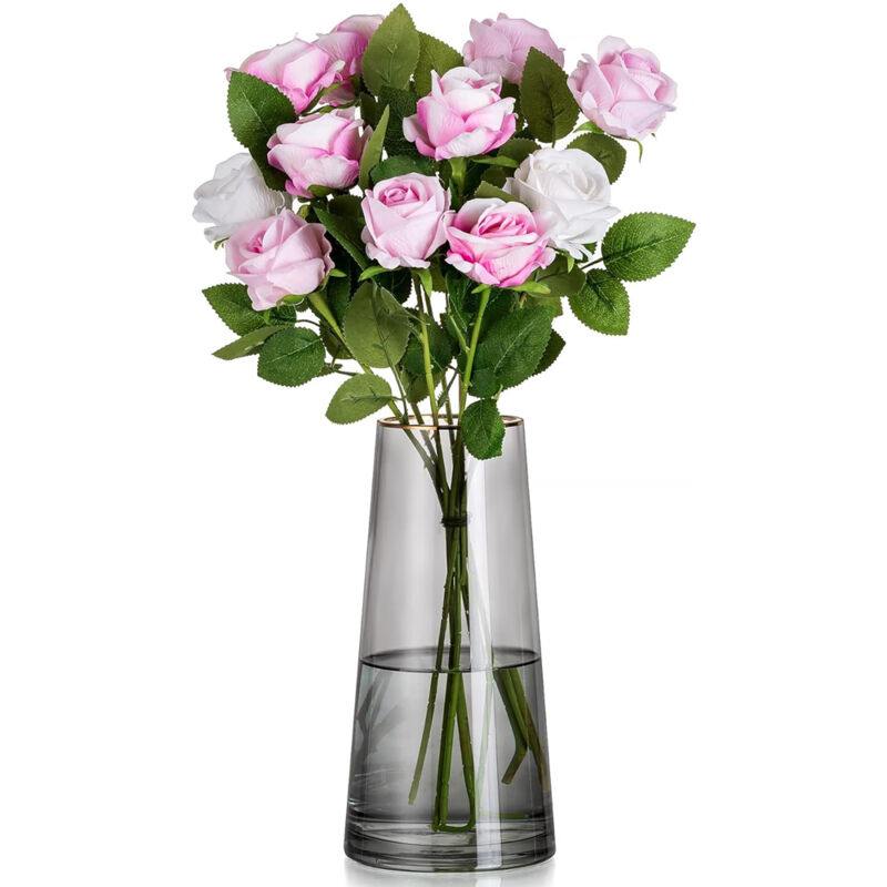 foto del prodotto sinbinta vaso trasparente, vasi vetro per decorare la stanza, 22cm fiore vaso, moderno vaso per fiori, decorazione tavolo soggiorno per