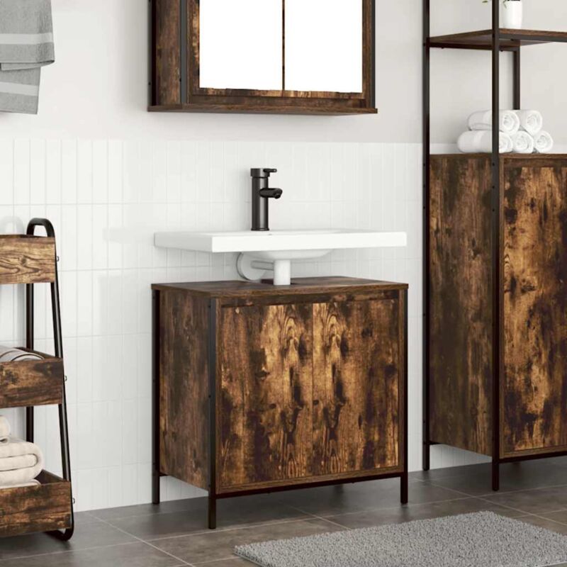 foto del prodotto vidaxl mobile lavabo da bagno rovere fumo 60x34,5x60 cm