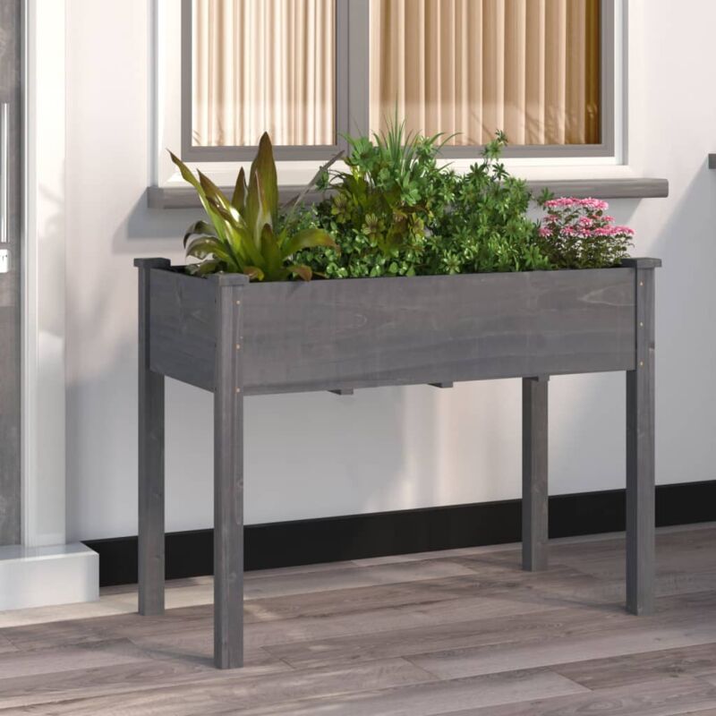 foto del prodotto vidaxl fioriera con fodera grigia 118x59x76cm legno massello di abete
