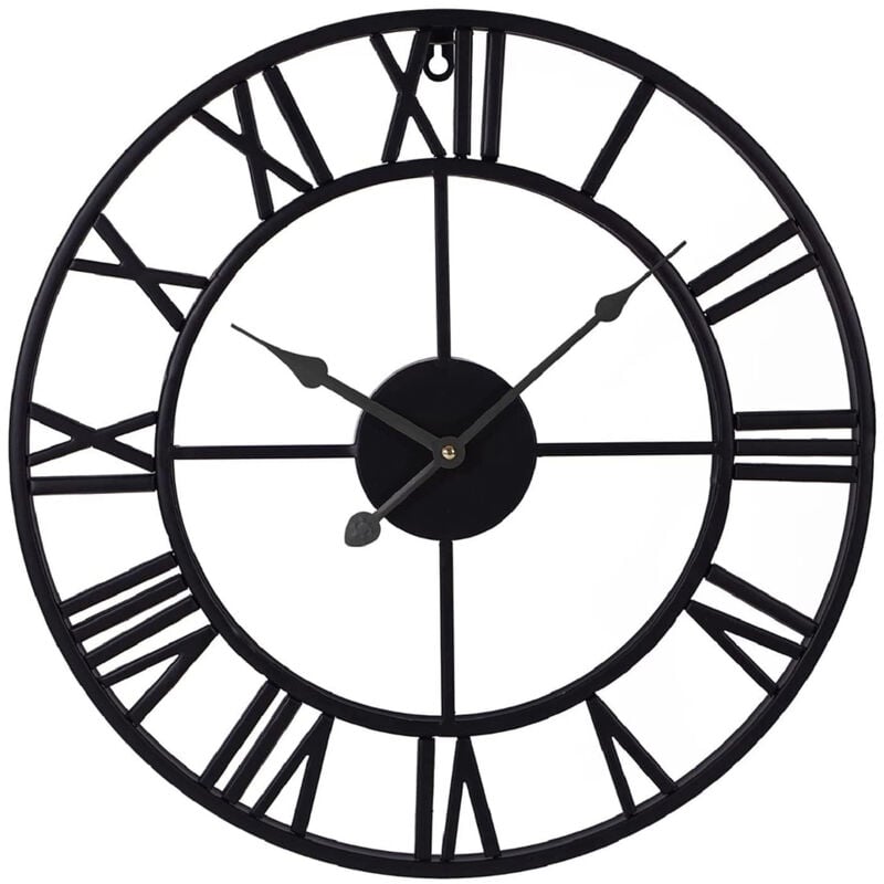 foto del prodotto grande orologio da parete silenzioso, numeri romani vintage orologio scheletro in metallo, soggiorno cucina caffe ufficio decor nero 40cm