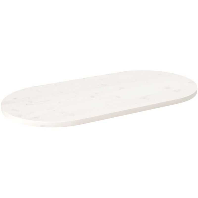foto del prodotto vidaxl piano tavolo bianco 100x50x2,5 cm legno massello di pino ovale